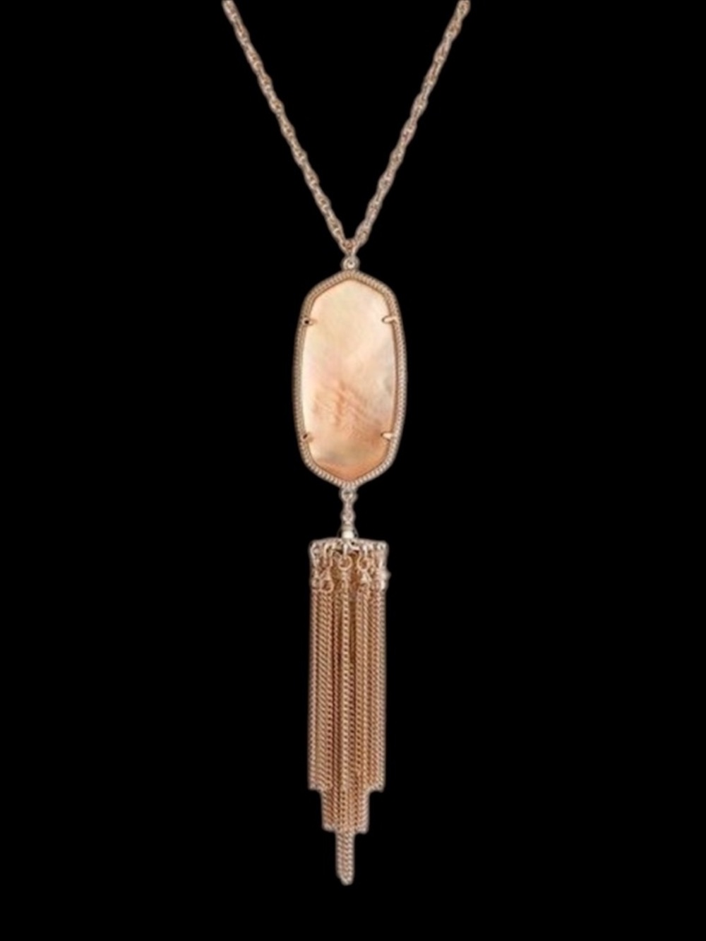 Kendra Scott Rayne Rose Gold Long Pendant Necklace in Peach Illusion